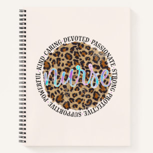 "Nurse" & Inspiring Traits - Leopard Print Notebook