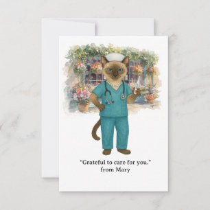 Nurse is drinking coffee in the park Autumn Thank You Card