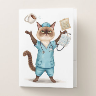 Nurse is having Coffee Break for Cat Lovers Pocket Folder