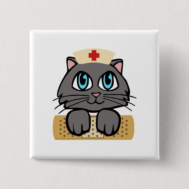 Nurse Kitten (Blue Eyes) Button (Front)