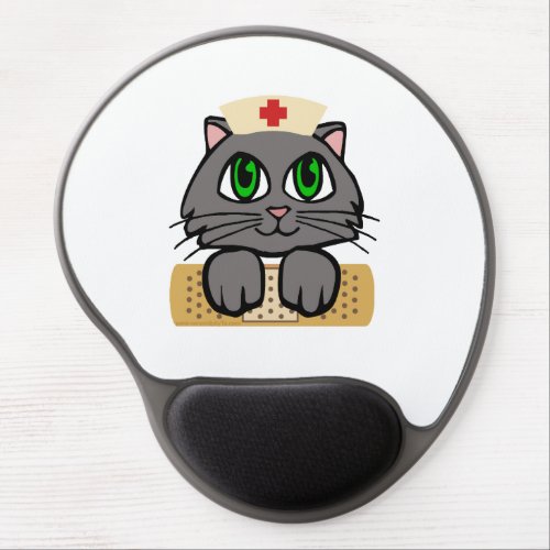 Nurse Kitten Green Eyes Gel Mouse Pad