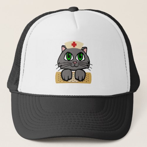 Nurse Kitten Green Eyes Trucker Hat