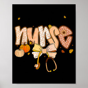 Nurse Labor And Delivery Coquette Fall Pumpkin Tha Poster