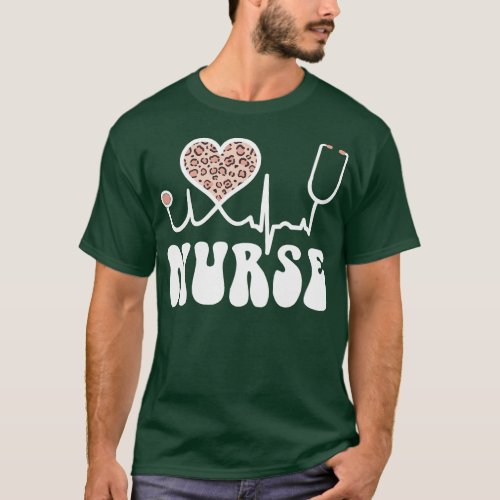Nurse Leopard Print Heartbeat Nurse Appreciation G T_Shirt