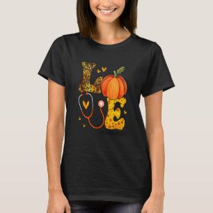 Nurse Leopard Pumpkin Thanksgiving Love Chemo Nurs T-Shirt
