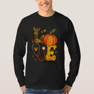 Nurse Leopard Pumpkin Thanksgiving Love Practical  T-Shirt