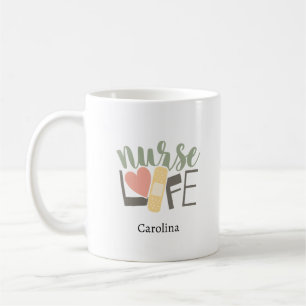Nurse Life Bandage Heart Nursing School Name Coffe Coffee Mug