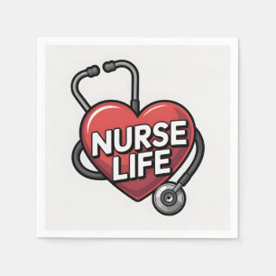 "Nurse Life" Graphic Design with Heart Napkins