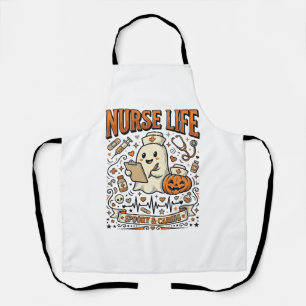Nurse Life Halloween Ghost Pumpkin Vintage Shirt D Apron