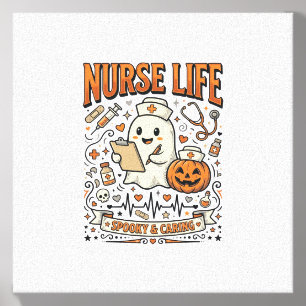 Nurse Life Halloween Ghost Pumpkin Vintage Shirt D Canvas Photo Tile