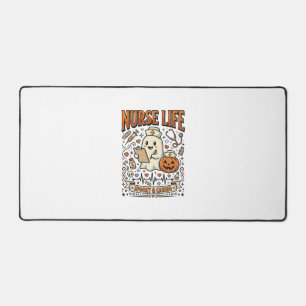 Nurse Life Halloween Ghost Pumpkin Vintage Shirt D Desk Mat