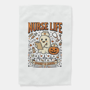 Nurse Life Halloween Ghost Pumpkin Vintage Shirt D Garden Flag