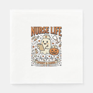 Nurse Life Halloween Ghost Pumpkin Vintage Shirt D Napkins