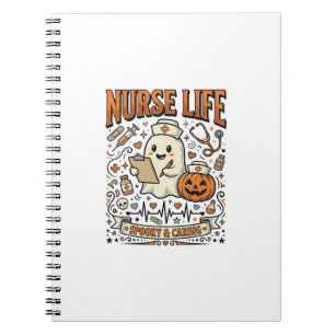 Nurse Life Halloween Ghost Pumpkin Vintage Shirt D Notebook
