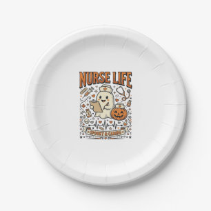 Nurse Life Halloween Ghost Pumpkin Vintage Shirt D Paper Plates