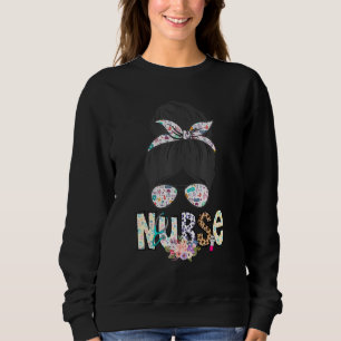 Nurse Life Healthcare Leopard  Nurse Life Messy Bu Sweatshirt
