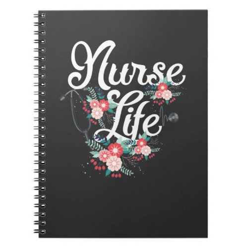 Nurse Life Hospital Floral Stethoscope Nursery Notebook