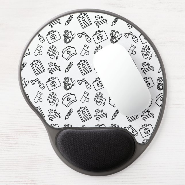 Nurse Life Icon Pattern Gel Mousepad with Wrist Su (Left Side)