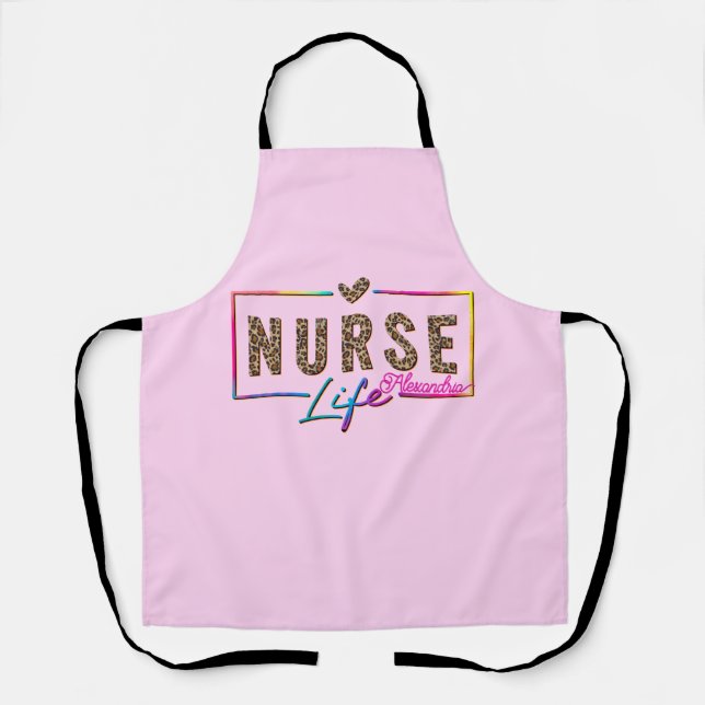 "Nurse Life" in Elegant Rainbow Colors Apron (Front)