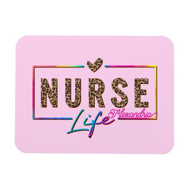 "Nurse Life" in Elegant Rainbow Colors Magnet (Horizontal)