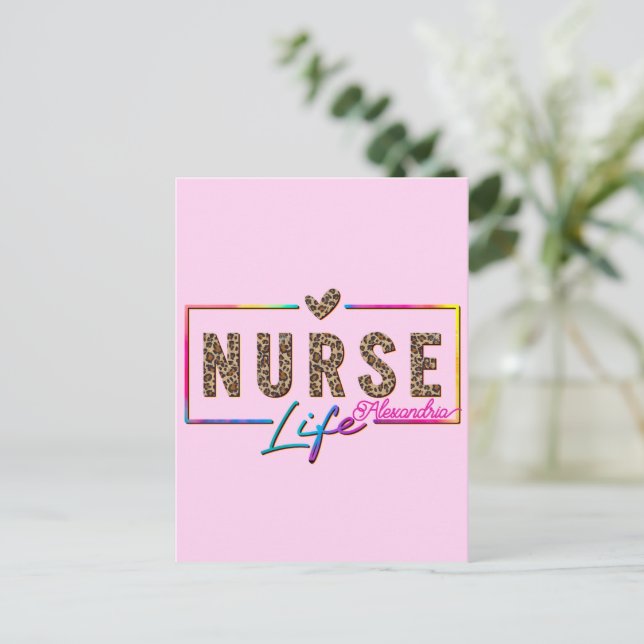 "Nurse Life" in Elegant Rainbow Colors Postcard (Standing Front)