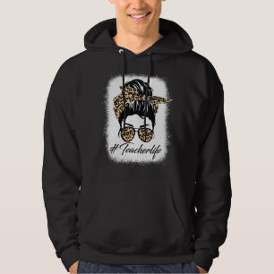 Nurse Life Leopard Messy Bun Glasses Women Nurse B Hoodie
