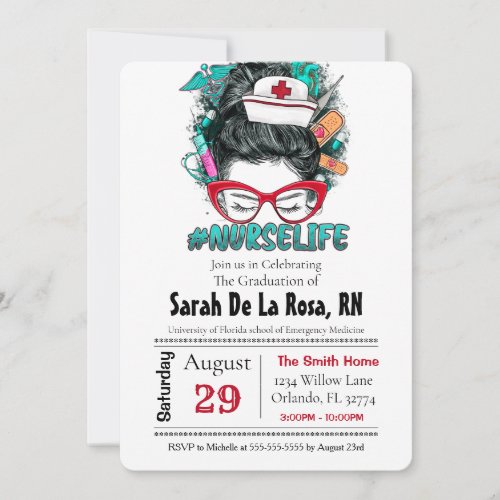 Nurse Life Medical School Graduation Invite