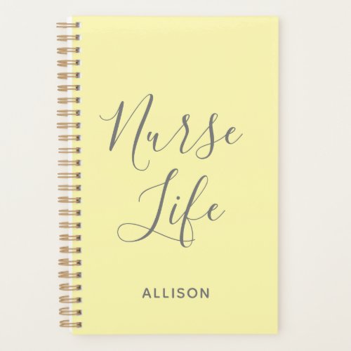 Nurse Life Medical Yellow Script Personalized Planner
