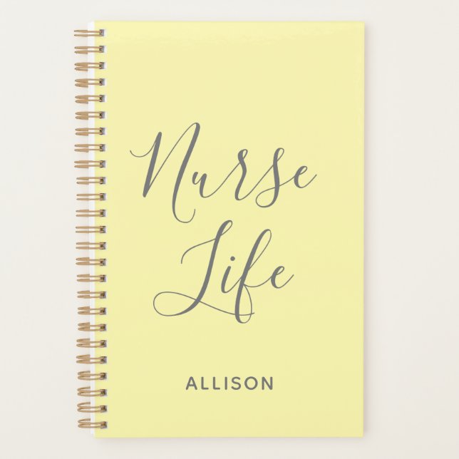 Nurse Life Medical Yellow Script Personalized Planner (Front)