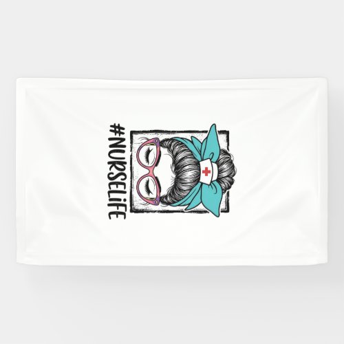Nurse Life Messy Bun Rainbow Bow Vector Design_1 Banner