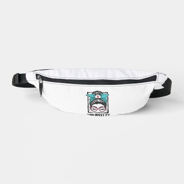 Nurse Life Messy Bun Rainbow Bow Vector Design_1 Fanny Pack (Front)