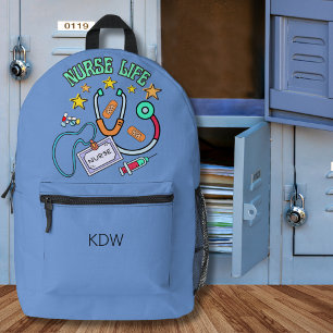 Nurse Life Monogram Printed Backpack
