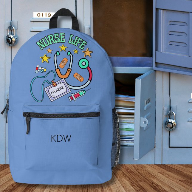 Nurse Life Monogram  Printed Backpack (Creator Uploaded)