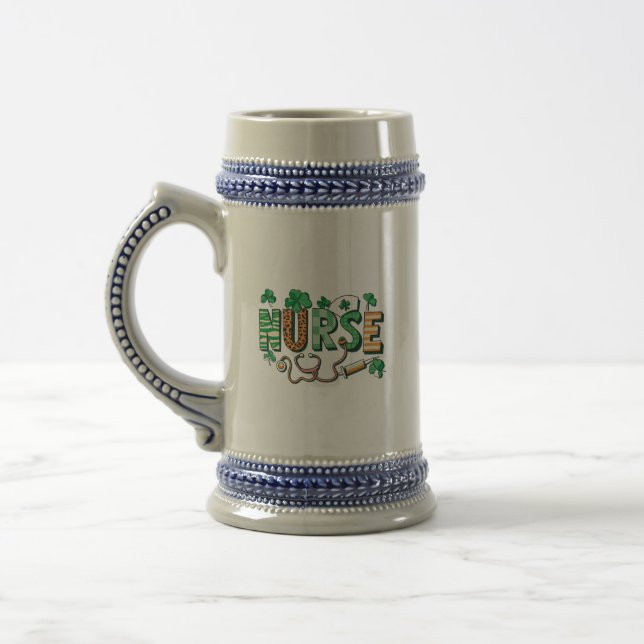 Nurse Life Nurse Day Gifts St Patricks Day  Beer Stein (Left)