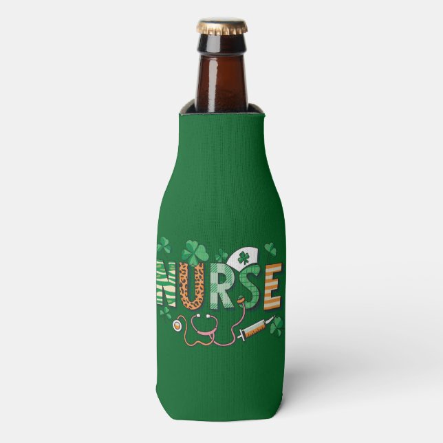 Nurse Life Nurse Day Gifts St Patricks Day  Bottle Cooler (Bottle Front)