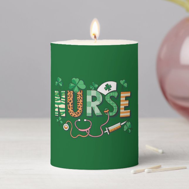 Nurse Life Nurse Day Gifts St Patricks Day  Pillar Candle (In Situ)