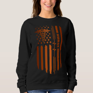 Nurse Life Nurse Week Us Flag Heartbeat Nurse Day Sweatshirt