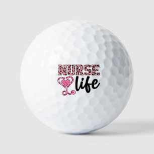 Nurse Life - Pink and Leopard Print (2) Golf Balls