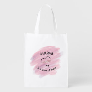 Nurse Life Pink Watercolor Reusable Grocery Bag