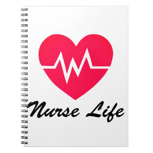 Nurse Life Red EKG Heart Notepad Notebook