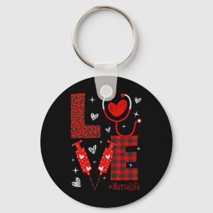 Nurse Life Rn Lpn Cna Healthcare Cheetah Heart Leo Keychain