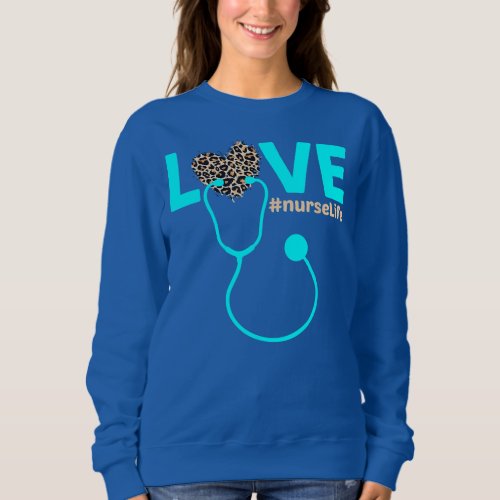Nurse Life RN LPN CNA Healthcare Cheetah Heart Sweatshirt