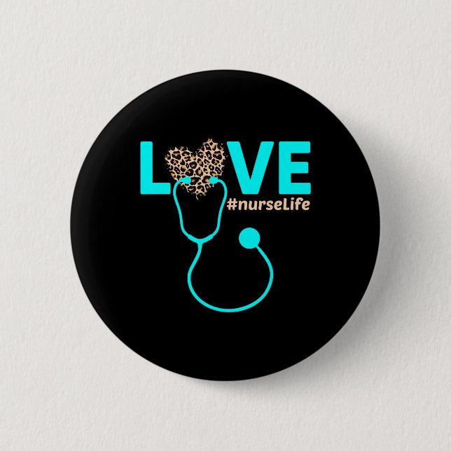 Nurse Life Rn Lpn Cna Healthcare Leopard Nurse Wee Button (Front)