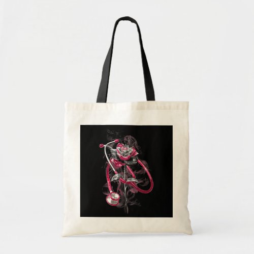 Nurse Life Rose Colorful Stethoscope Flower Nurse Tote Bag