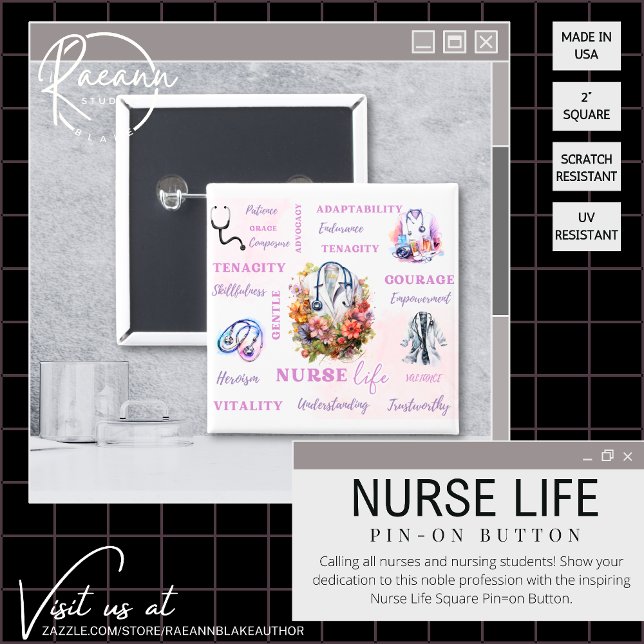 Nurse Life Square Pin-on Button (Creator Uploaded)