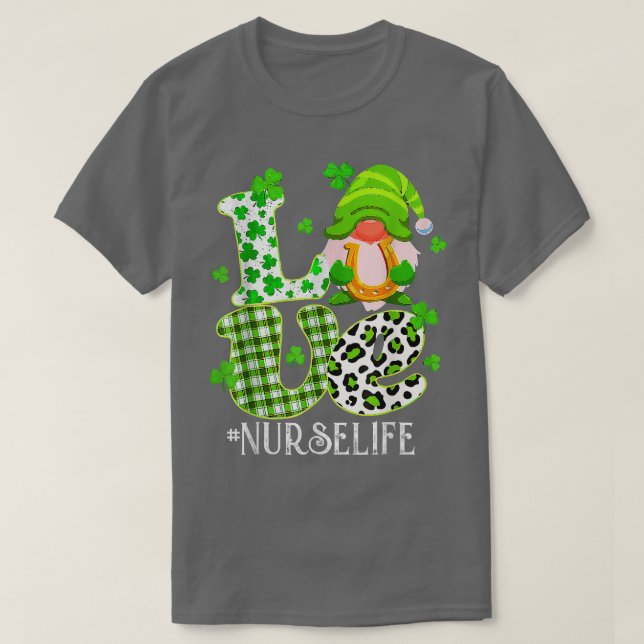 Nurse Life St Patrick's Day Lucky Nurse Shamrock L T-Shirt (Design Front)