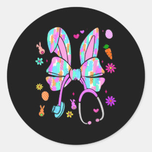 Nurse Life Stethoscope Coquette Bow Cute Easter Bu Classic Round Sticker