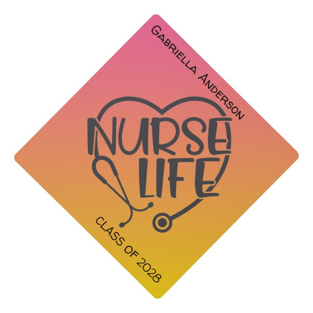  Nurse Life Stethoscope Graduation Cap Topper (Front)