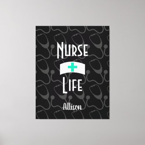 Nurse Life Stethoscope Medical Pattern Personalize Canvas Print