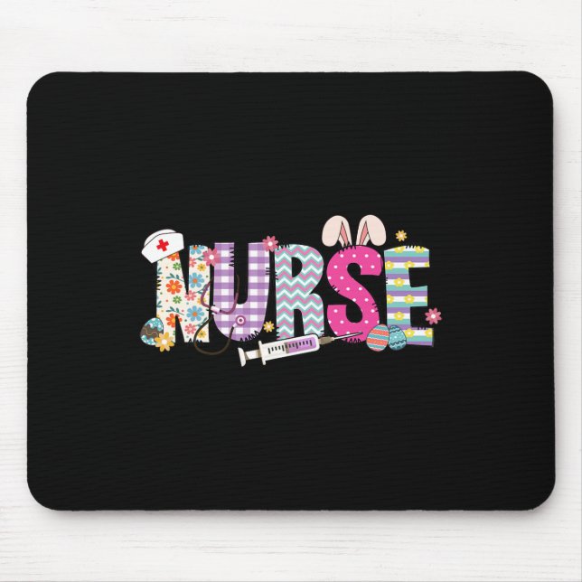 Nurse Life Stethoscope Nursing Cute Easter Bunny E Mouse Pad (Front)